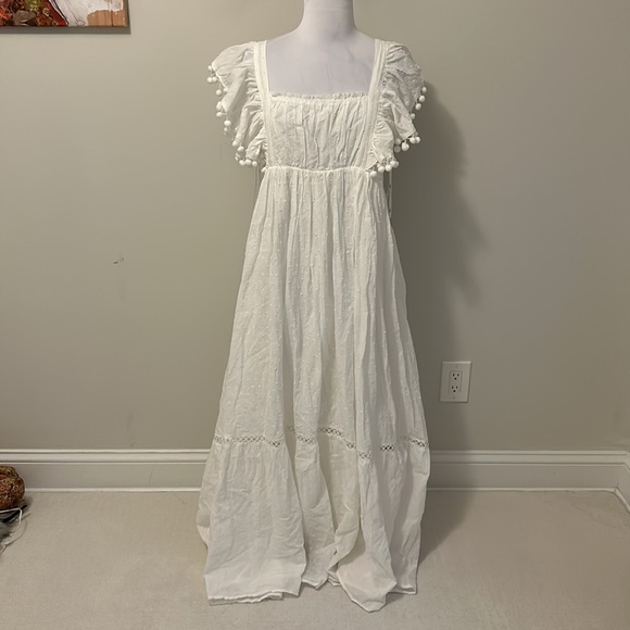 Lulus Chasing Summer White Swiss Dot Tie Back Maxi Dress - Picture 2 of 10